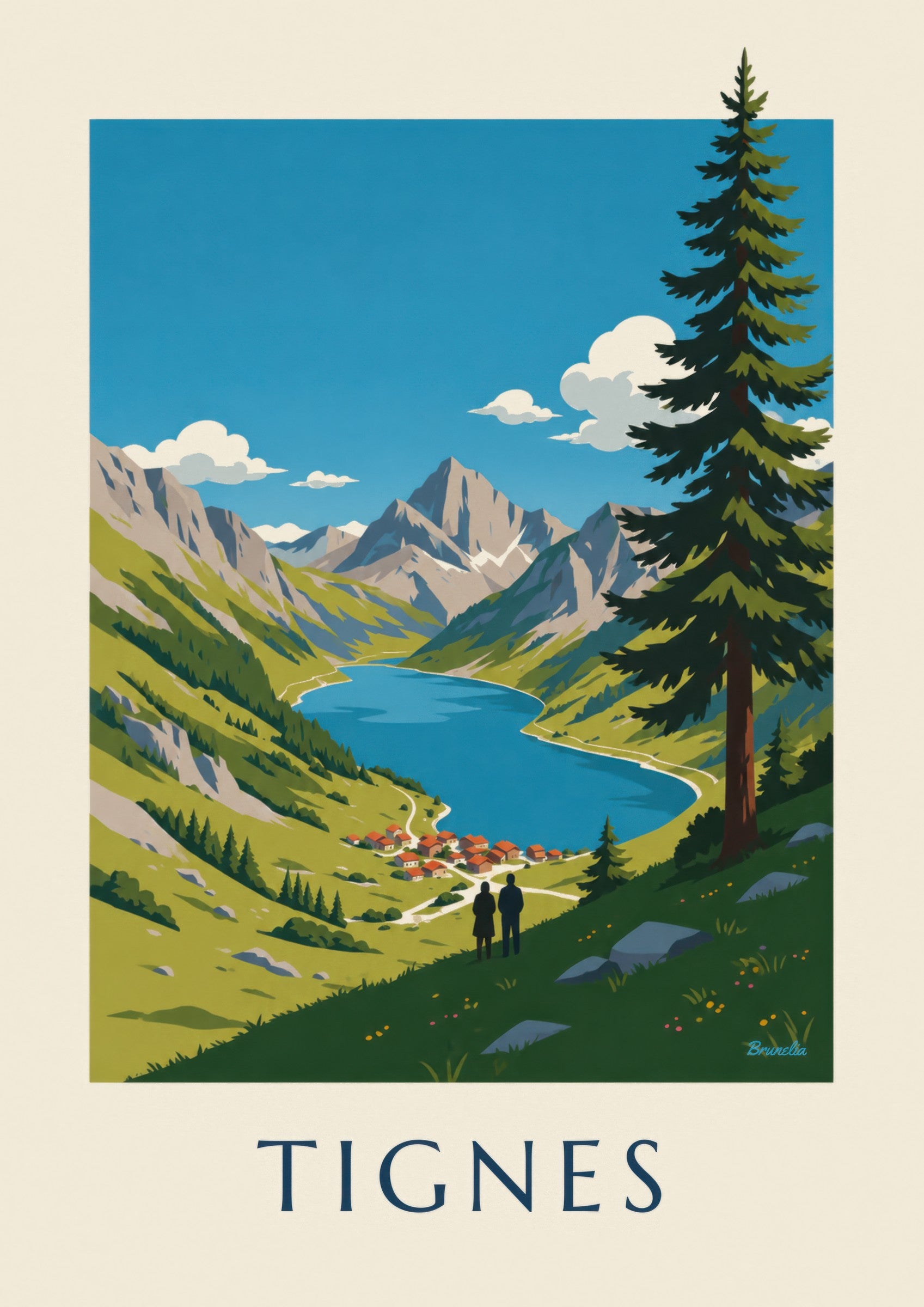 Affiche Tignes, lac du Chevril bleu profond: lähikuva yksityiskohdasta