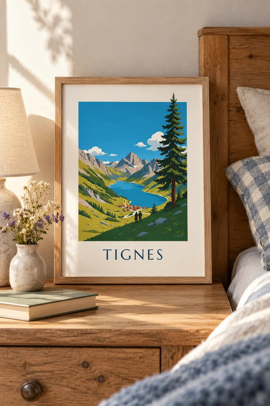 Affiche Tignes, lac du Chevril bleu profond : petit format A4 encadré