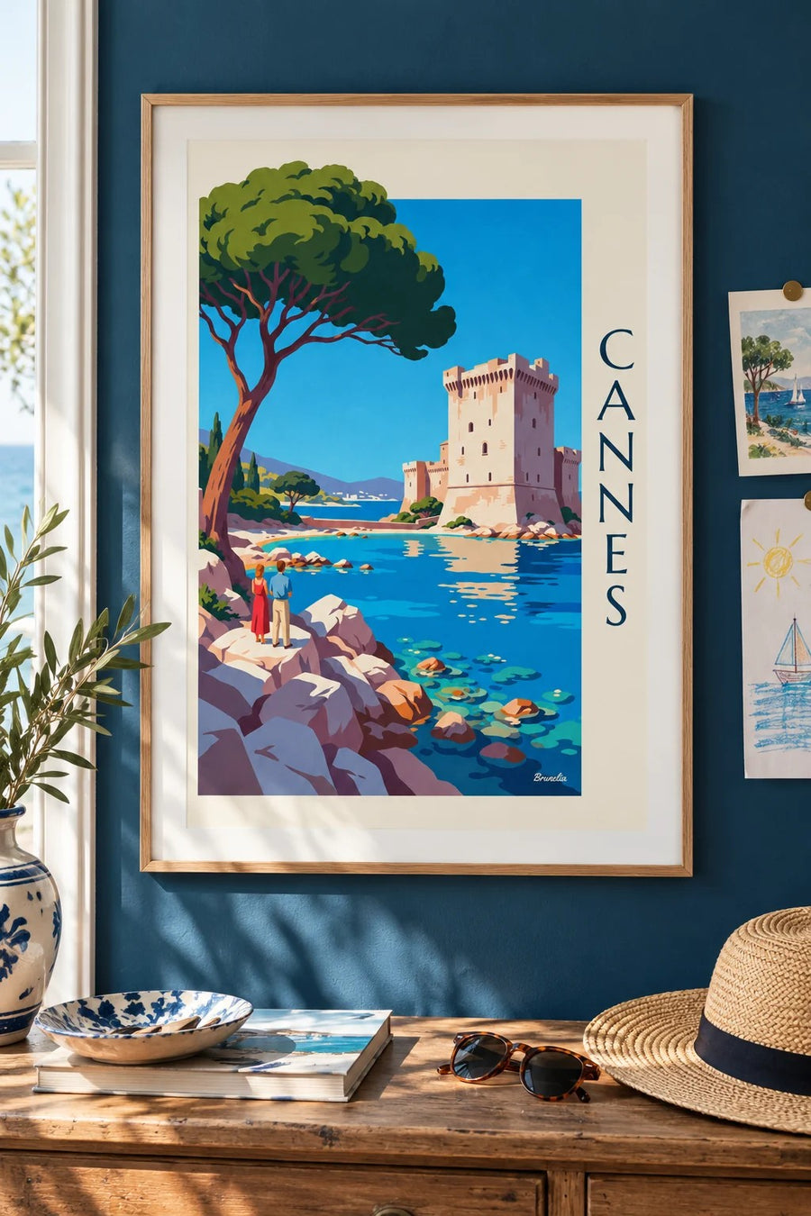 Affiche monastère fortifié de Saint-Honorat : encadrée au mur