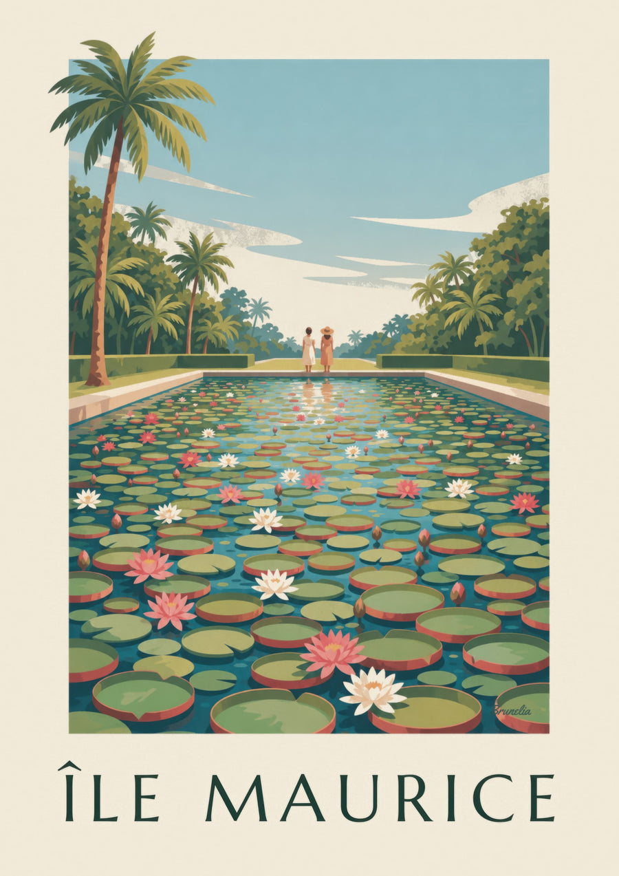 Juliste Mauritius, jättiläislumpeet (otsikko ÎLE MAURICE)