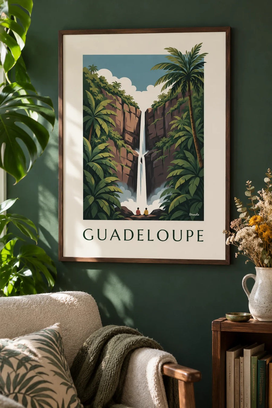 Affiche Guadeloupe, chutes du Carbet en forêt tropicale : encadrée au mur
