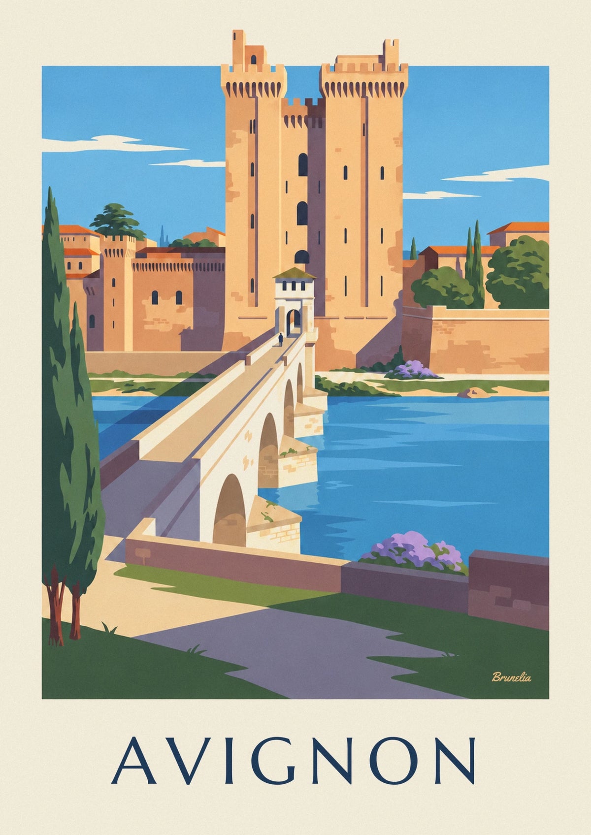Avignon Saint-Bénézet Bridge and Popes’ Palace poster