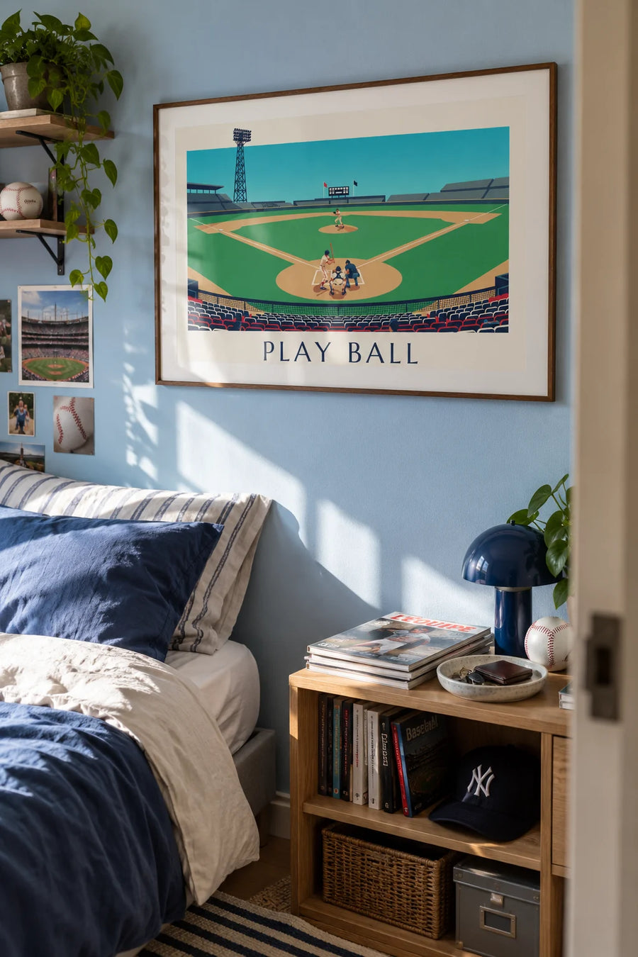 Juliste baseball-ottelu katsomosta nähtynä iltapäivällä: kehystettynä seinällä