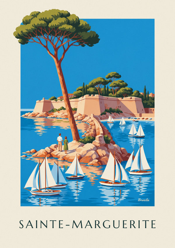Juliste Sainte-Marguerite ja Fort Royal Cannesin edustalla