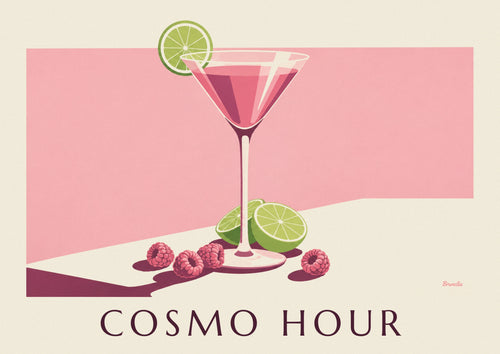 Raspberry and lime Cosmopolitan cocktail poster: the full poster