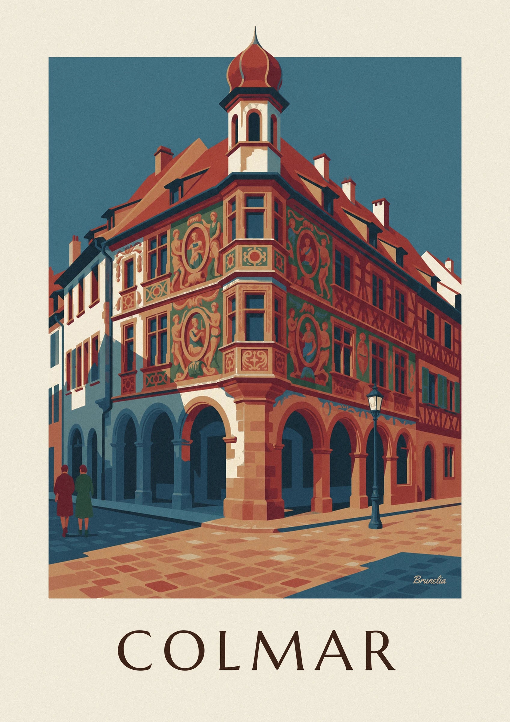 Colmar Maison Pfister and carved wooden gallery poster: close-up detail