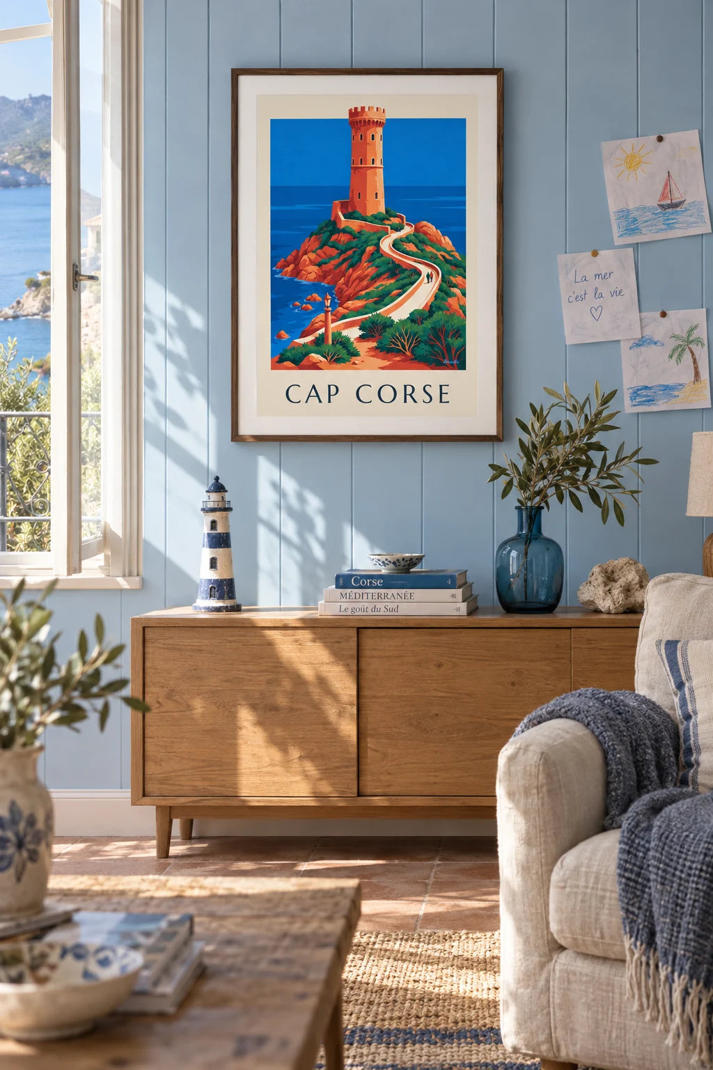 Mise en situation de Affiche tour génoise sur la côte du cap Corse