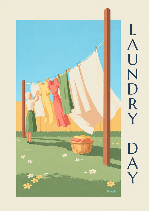 Laundry day white linens drying in the sun poster