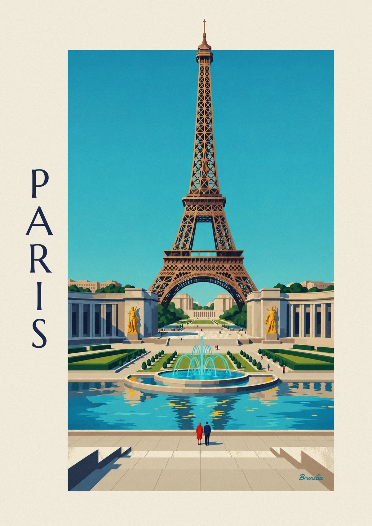 Paris Chaillot Palace and Trocadéro fountains poster