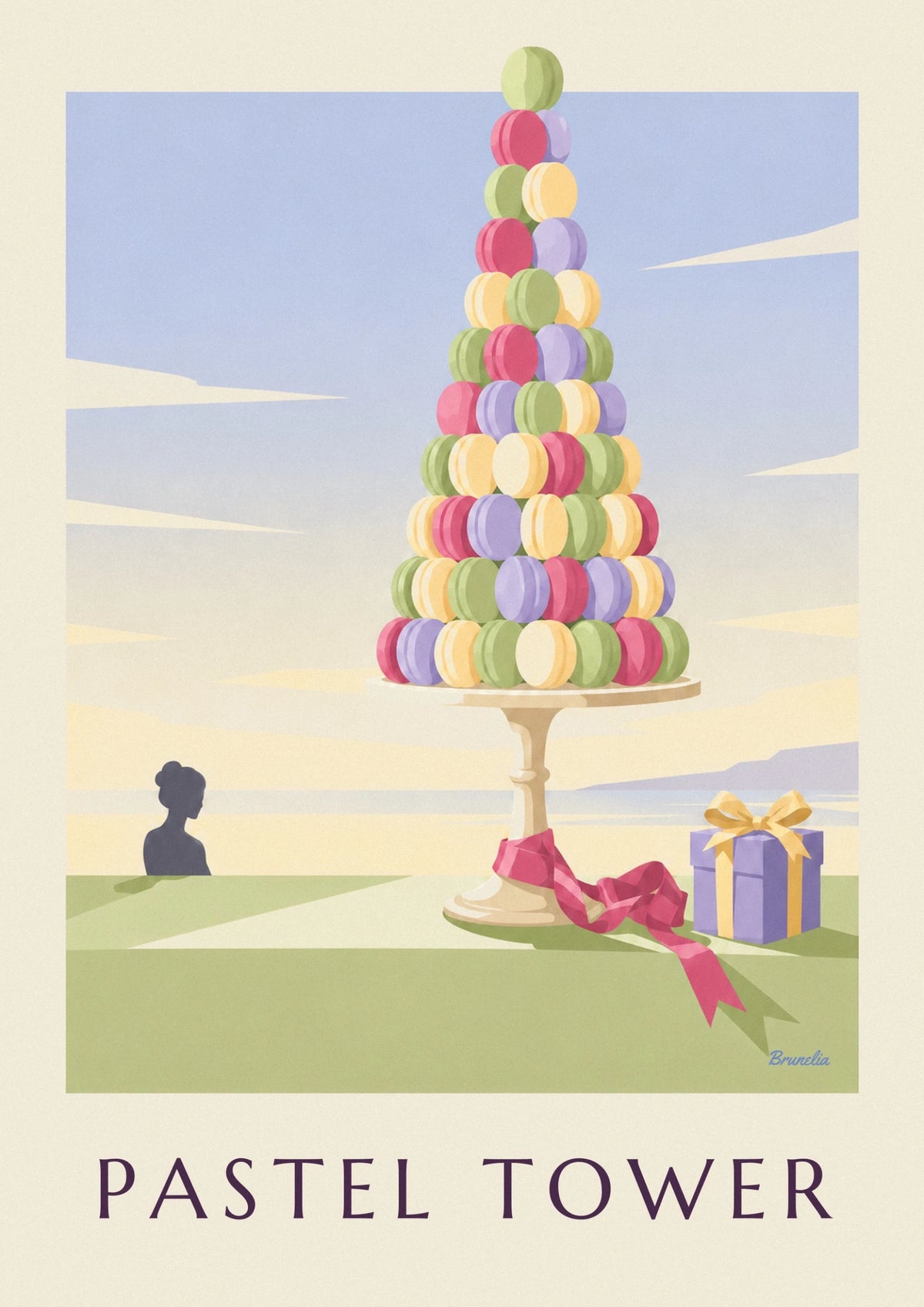 Colorful pastry shop macaron pyramid poster