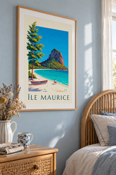 Affiche Morne Brabant et lagon de l'île Maurice : encadrée au mur