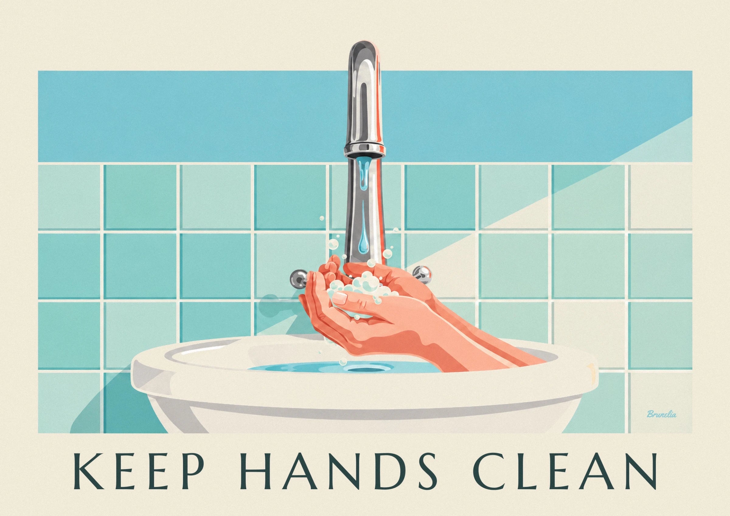 Keep hands clean -juliste käsienpesuun: lähikuva yksityiskohdasta