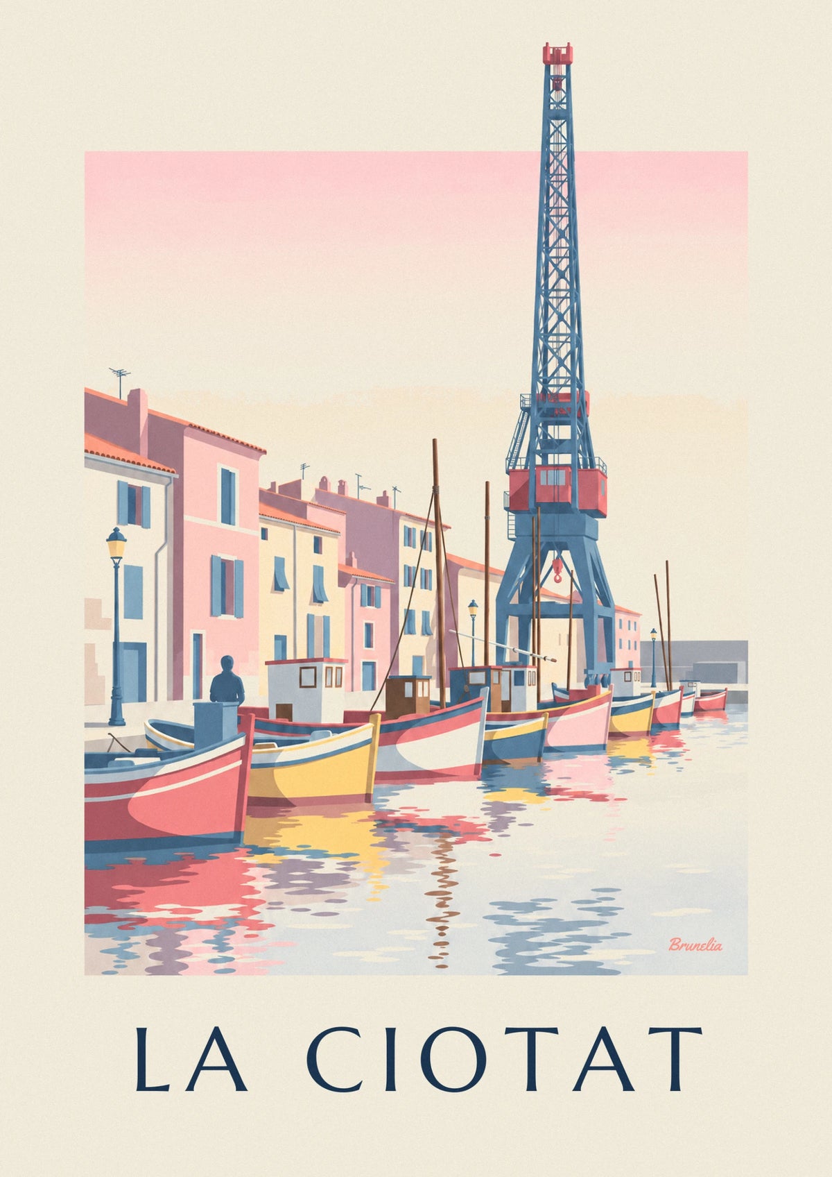 Colorful boats of La Ciotat harbor and shipyard poster