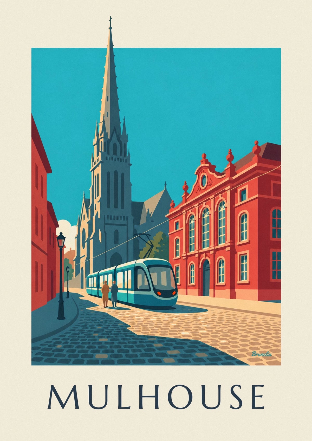 Mulhouse tram and town hall, Place de la Réunion poster