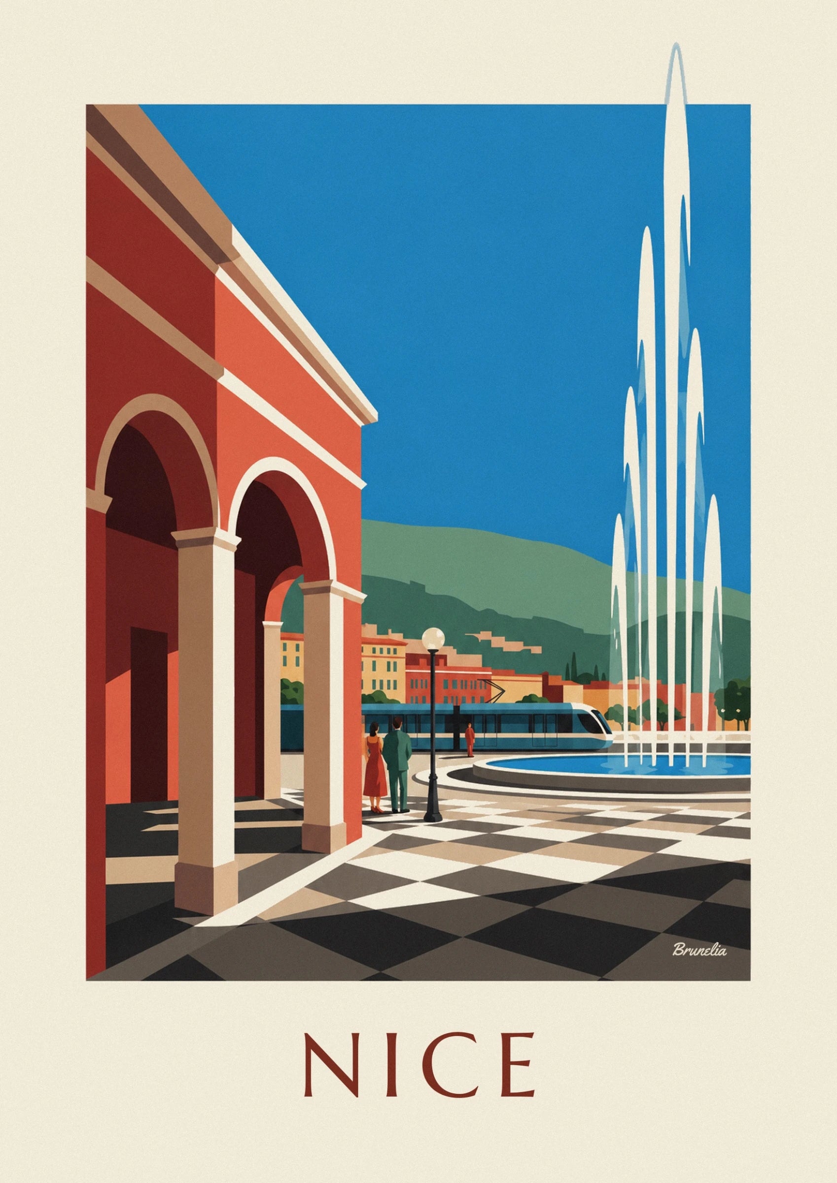 The large red arches edged in cream in place Masséna in Nice