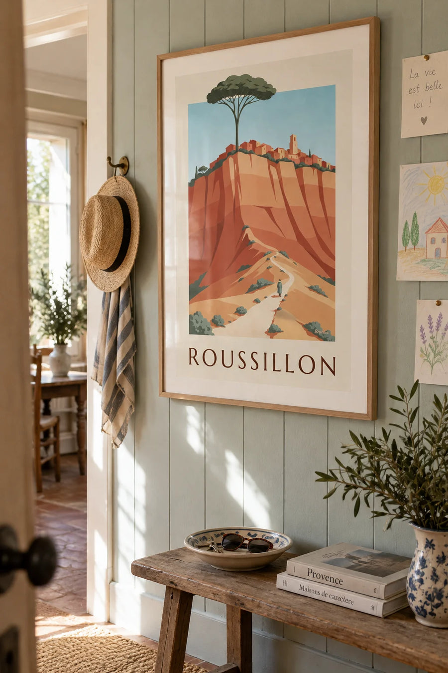Affiche falaises d'ocre de Roussillon en Provence : encadrée au mur