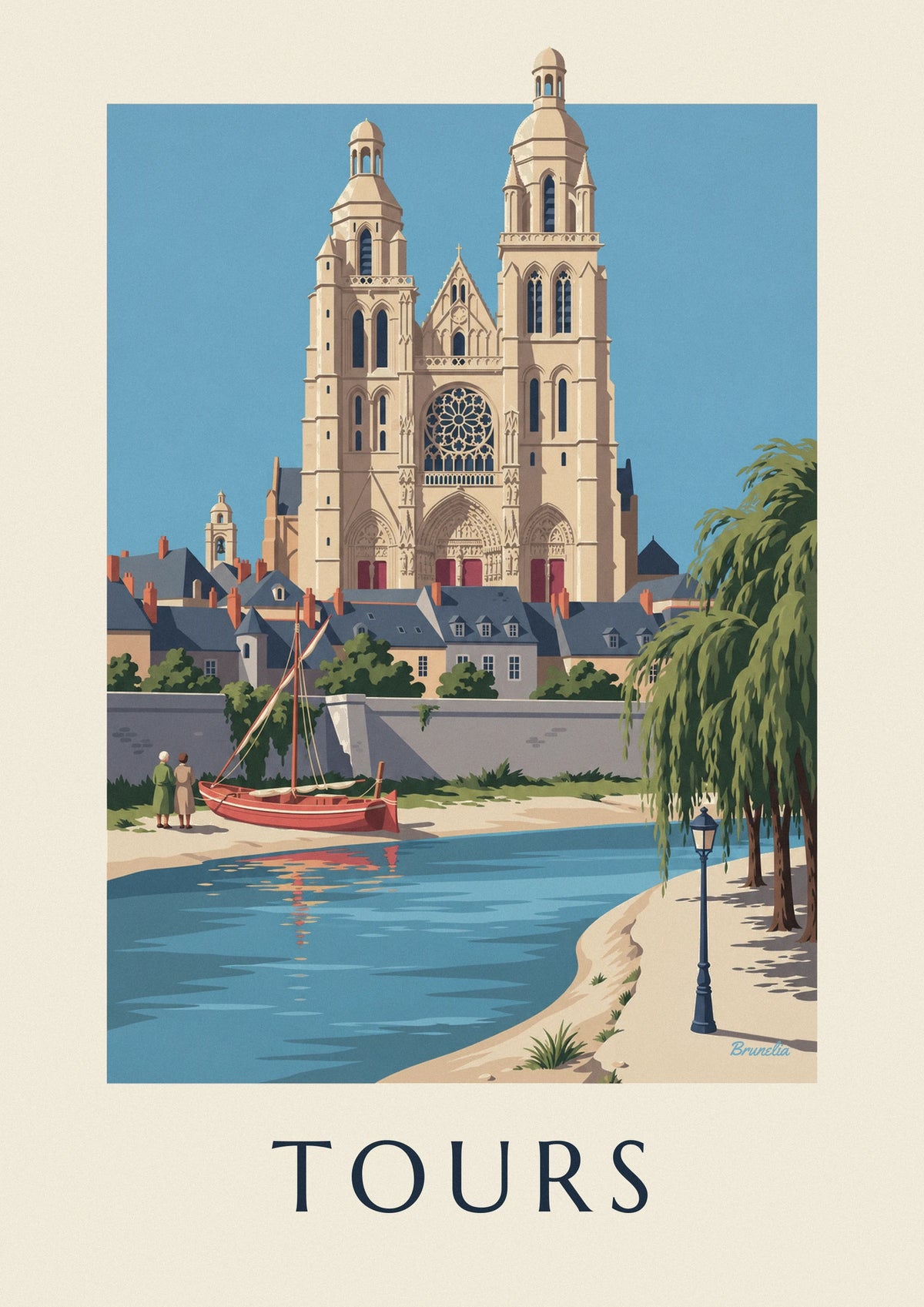 Affiche cathédrale de Tours et bords de Loire