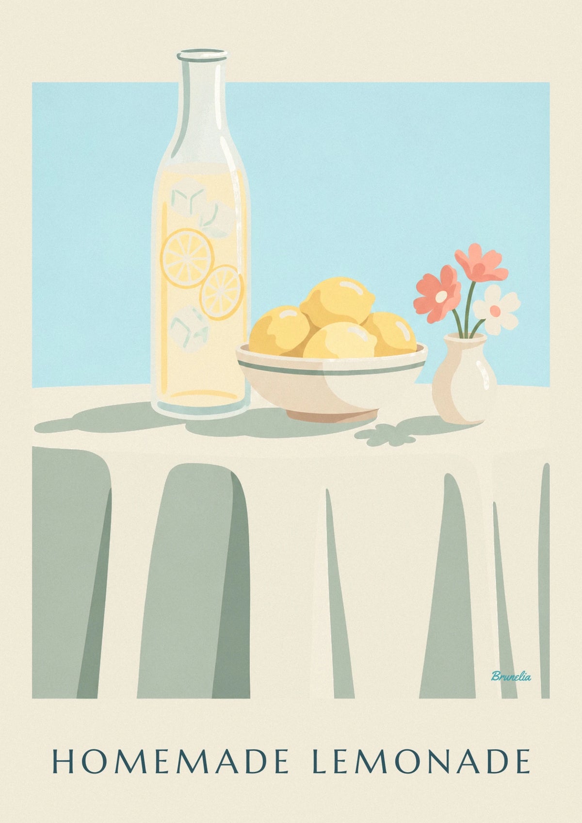 Homemade lemonade carafe and lemon bowl poster
