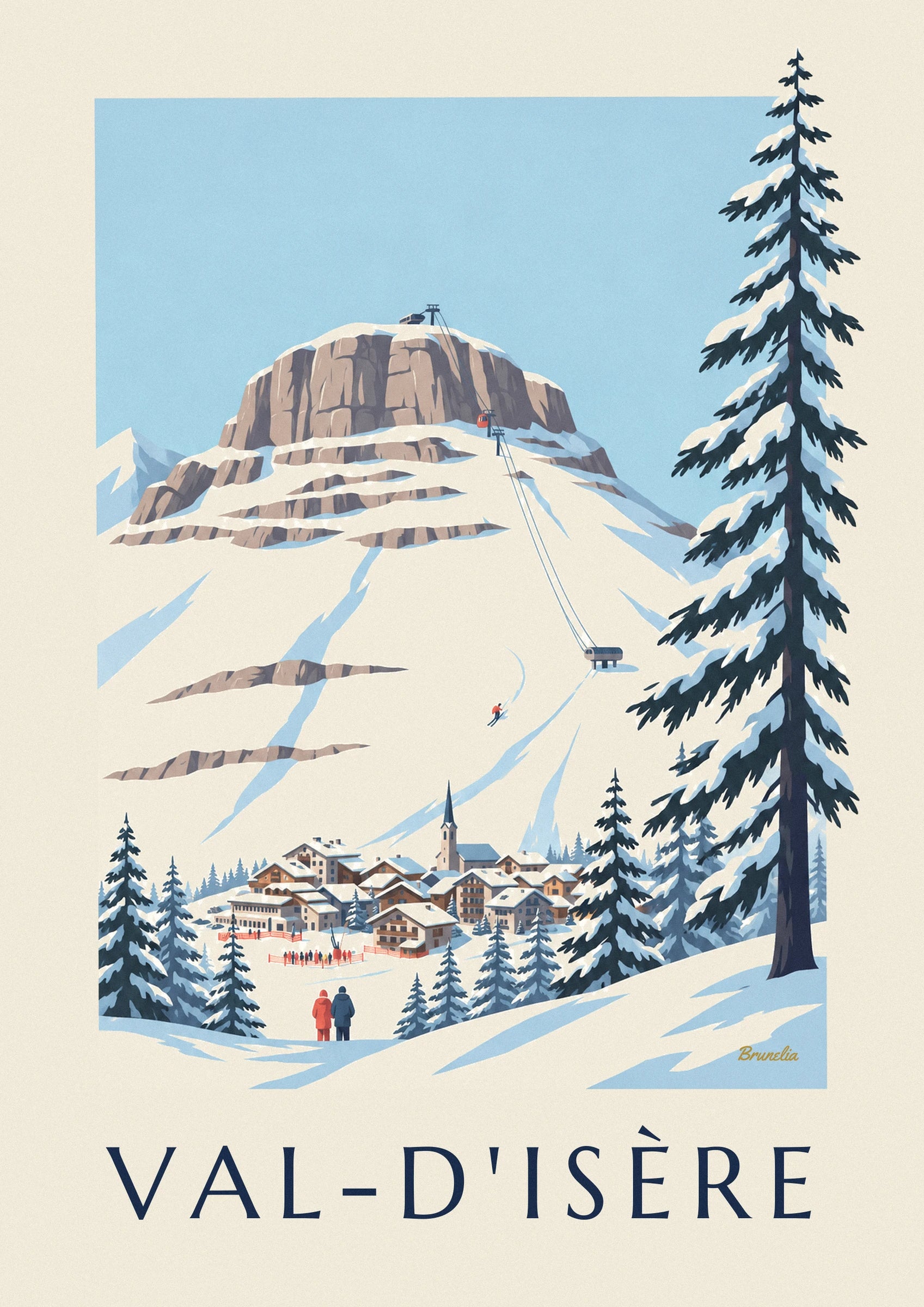 Bellevarde face and Olympic downhill in Val-d’Isère poster: close-up detail