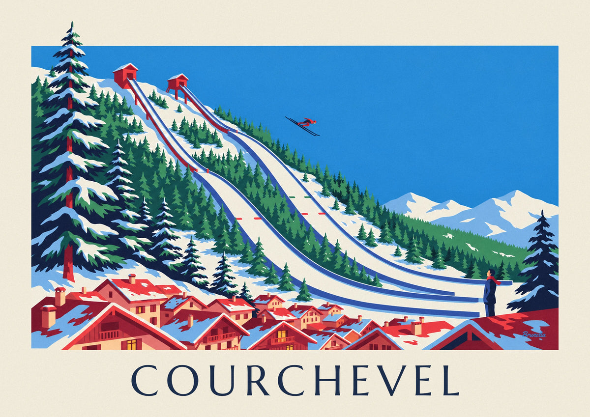 Courchevel ski jumping hills at Le Praz poster